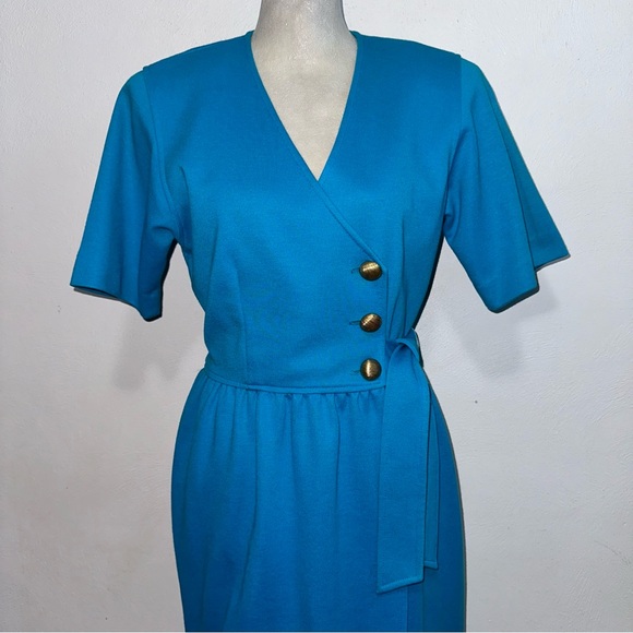 Vintage Faux Wrap Belted Dress - Picture 2 of 10